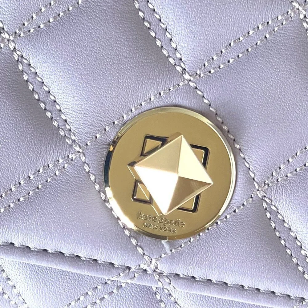 Kate Spade Natalia Large Continental Wallet Quilted Turnlock Lilac Frost Leather